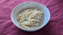 cooked Nissin Black Garlic Oil Tonkotsu Flavour Noodles