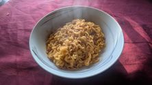 cooked Nongshim Ramen Cheese Stir Fry